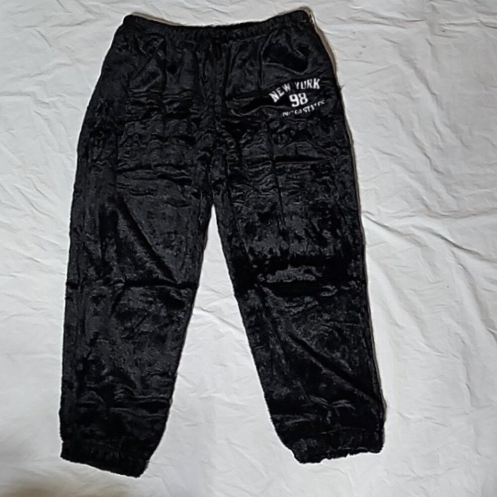 Faded Rose New York 98 Women's XL Black Plush Jogger Pants with Pockets NWOT